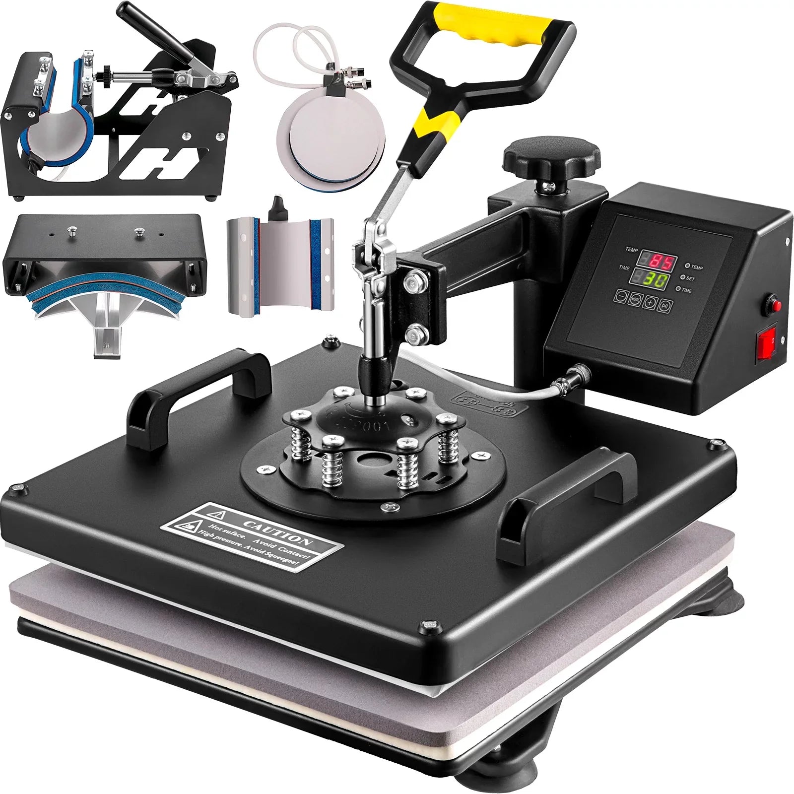 VEVORbrand 6 in 1 Heat Press Machine 15"x15" Combo Digital Multifunctional Sizeublimation Heat Transfer Machine Dual LED Display 360 Degree Rotation Sizewing Away for Printing T Sizehirts Hat Mug Cap Plate