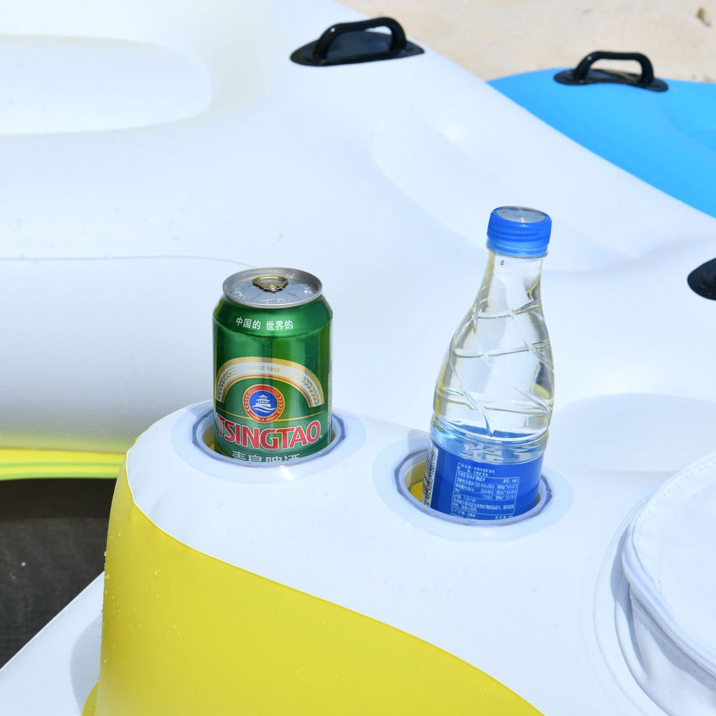 ALEKO IFI6P Inflatable Floating Island Rest Raft with Cup Holders and Coolers - 6 Person