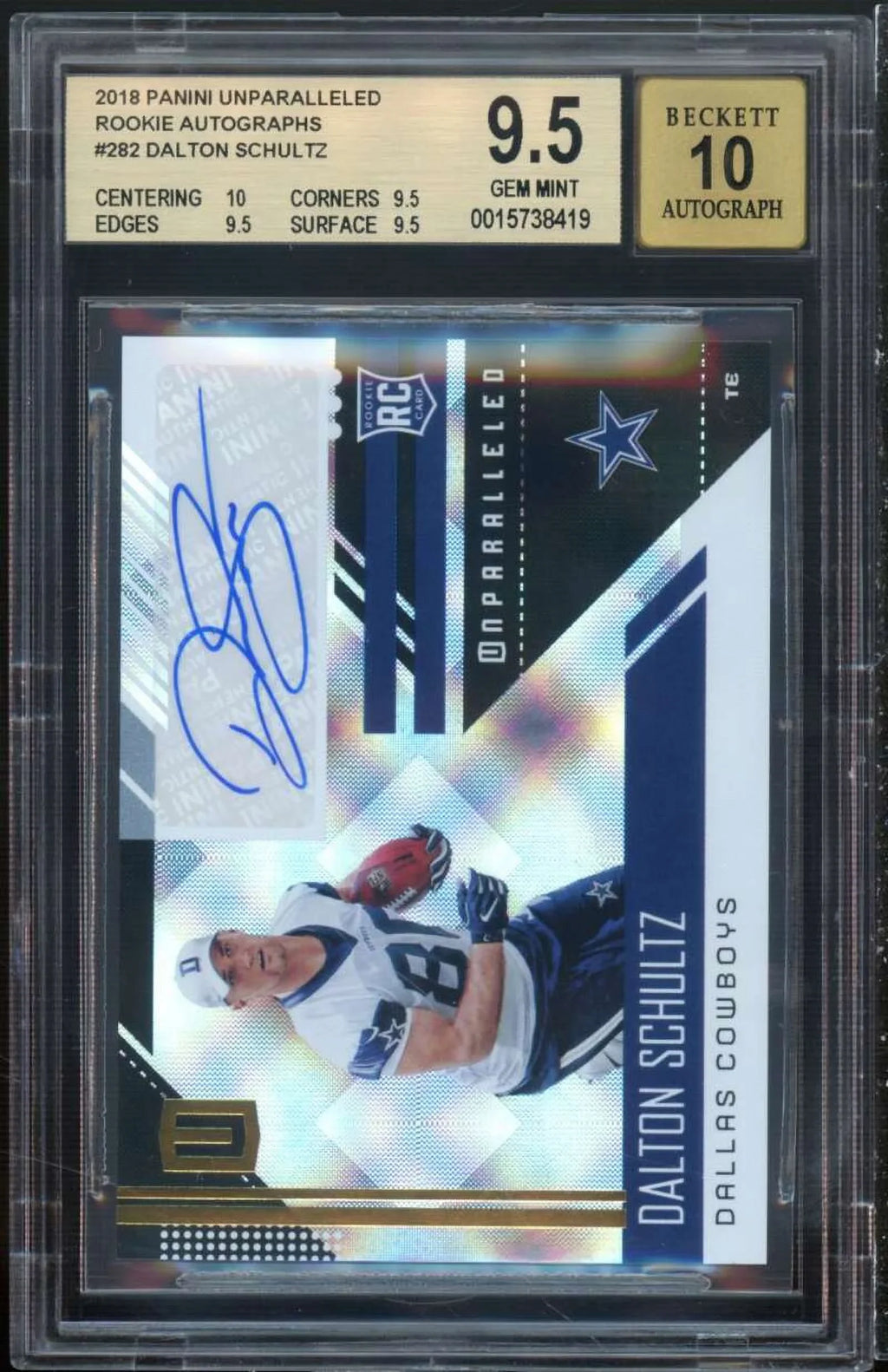 Dalton Sizechultz Rookie 2018 Panini Unparalleled Rookie Autographs #282 BGSize 9.5