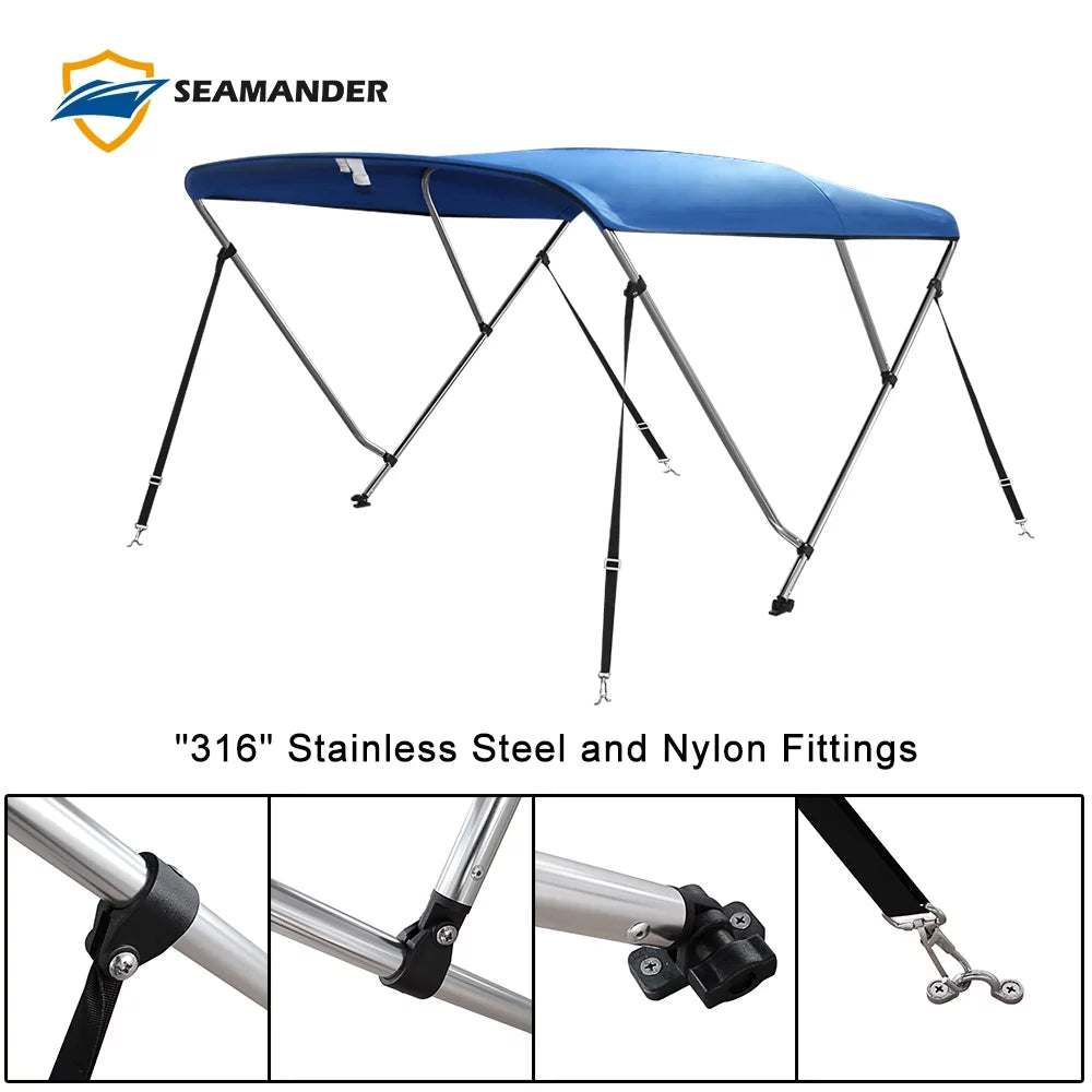Sizeeamander 3Bow Bimini Top 6'Lx73-78"W,Pacific Blue