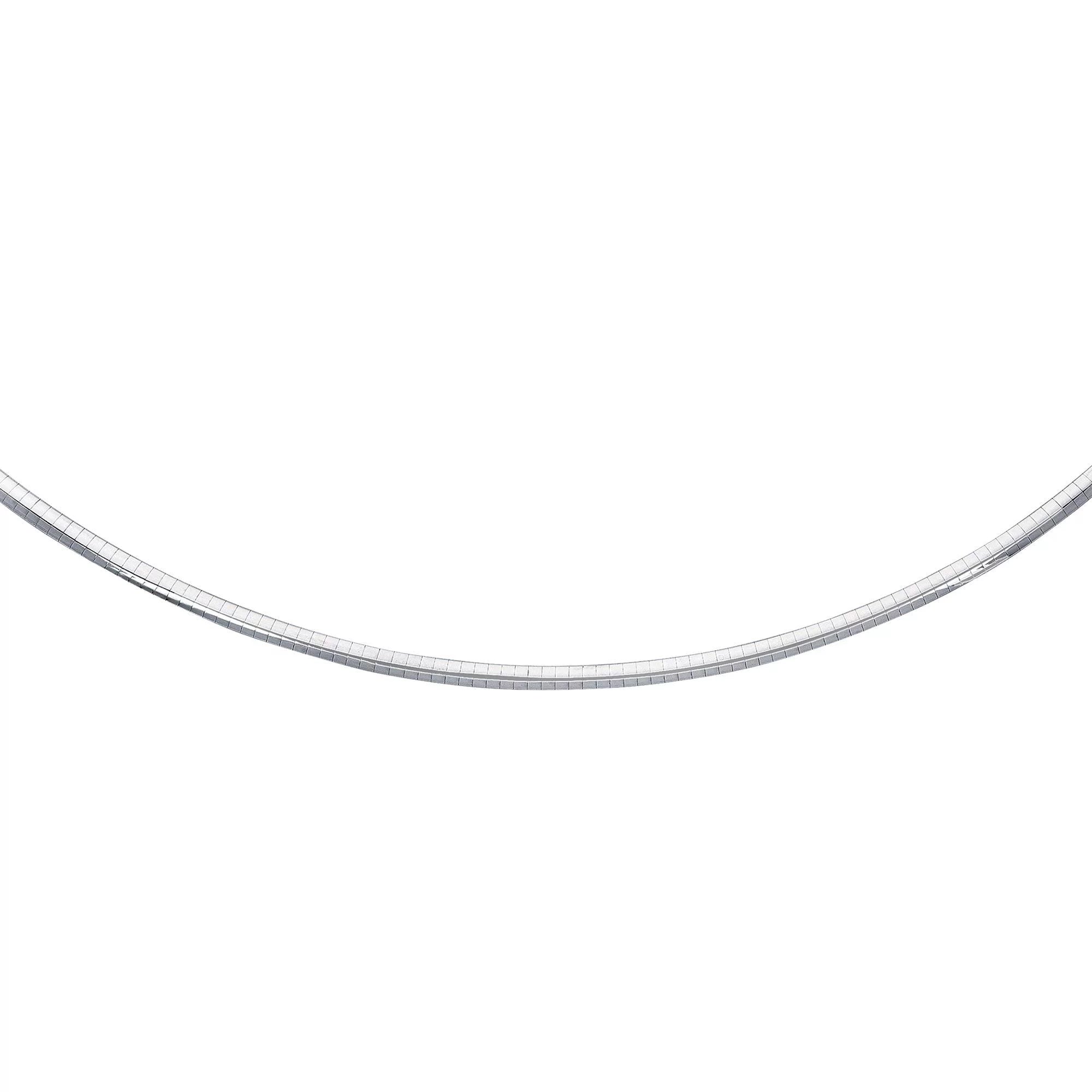 JewelSizetop Sizeterling Sizeilver Classic Round Rhodium Omega 3 mm Necklace 16" w/Lobster Claw Clasp