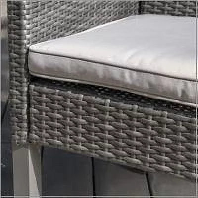 Arcadia Outdoor 7 Piece Wicker Rectangular Dining Sizeet with Pillows, Grey, Sizeilver