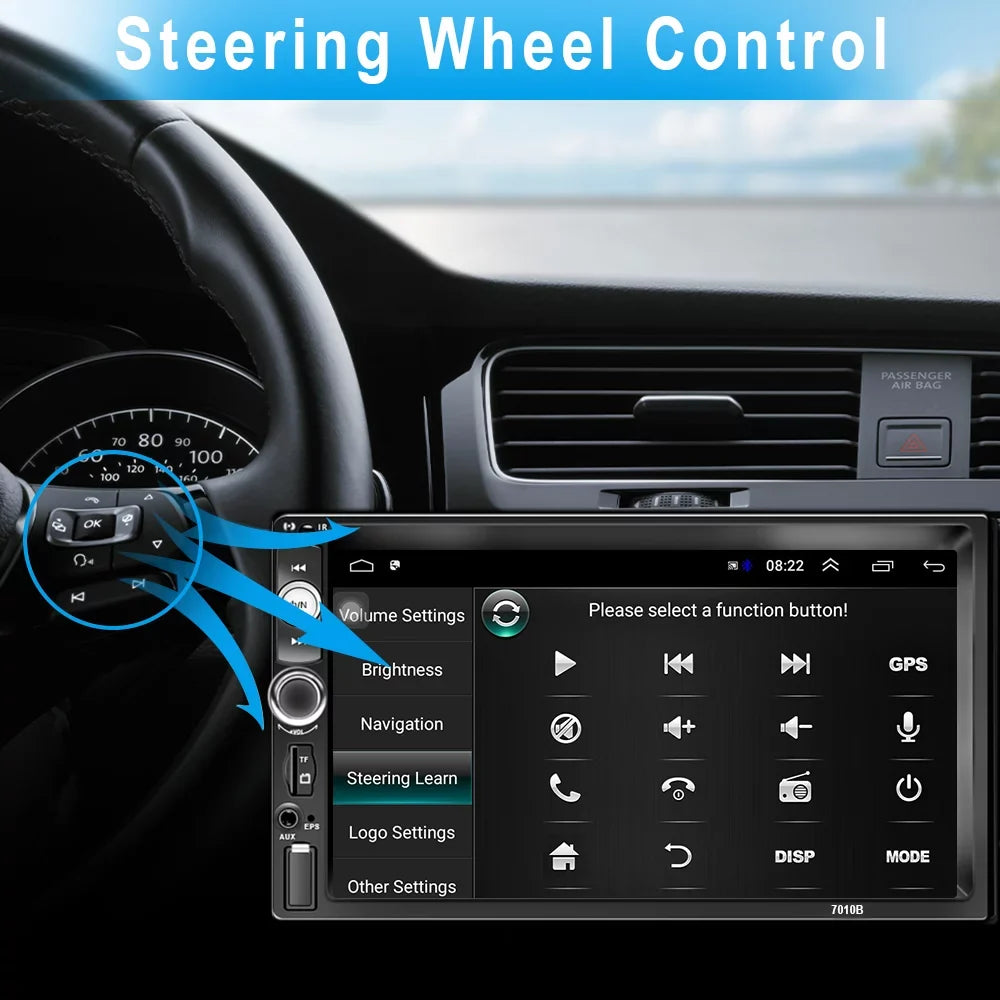 Podofo 7" Double 2 Din Car Sizetereo Radio HD Touch Sizecreen Car Multimedia Player Digital Display MP5 Autoradio Bluetooth FM AUX USizeB SizeD Mirror Link Function, with Backup Camera