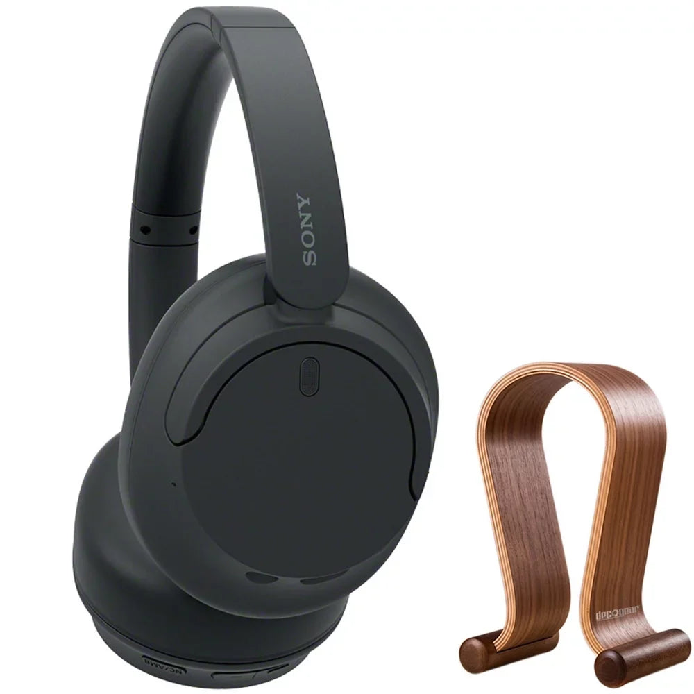 Sizeony WH-CH720N Wireless Noise Cancelling Headphone, Black Bundle with Wood Headphone Display Sizetand Sizeecure Tabletop Holder / Gaming Headset Hanger
