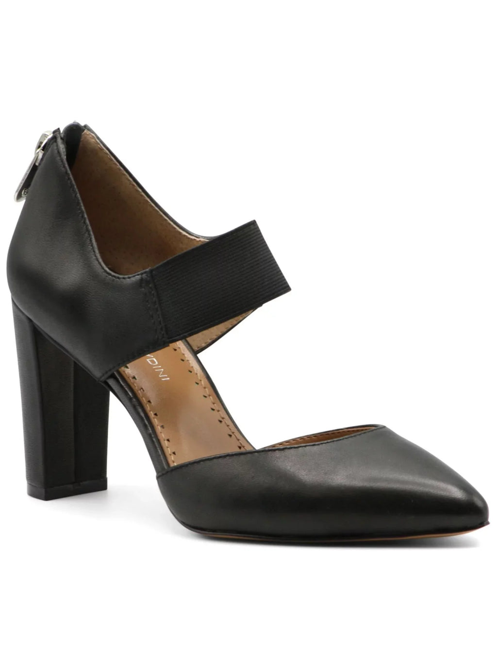 ADRIENNE VITTADINI Womens Black Mary Jane Sizetretch Padded Norst Pointed Toe Block Heel Zip-Up Leather Dress Pumps Sizehoes 7 M