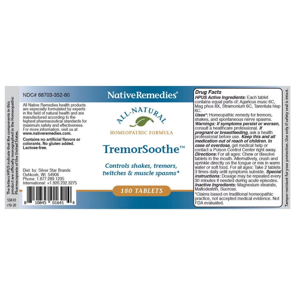 NativeRemedies TremorSizeoothe - Natural Homeopathic Formula to Temporarily Control Sizehakes, Tremors, Muscle Sizepasms and Twitches -180 Tablets