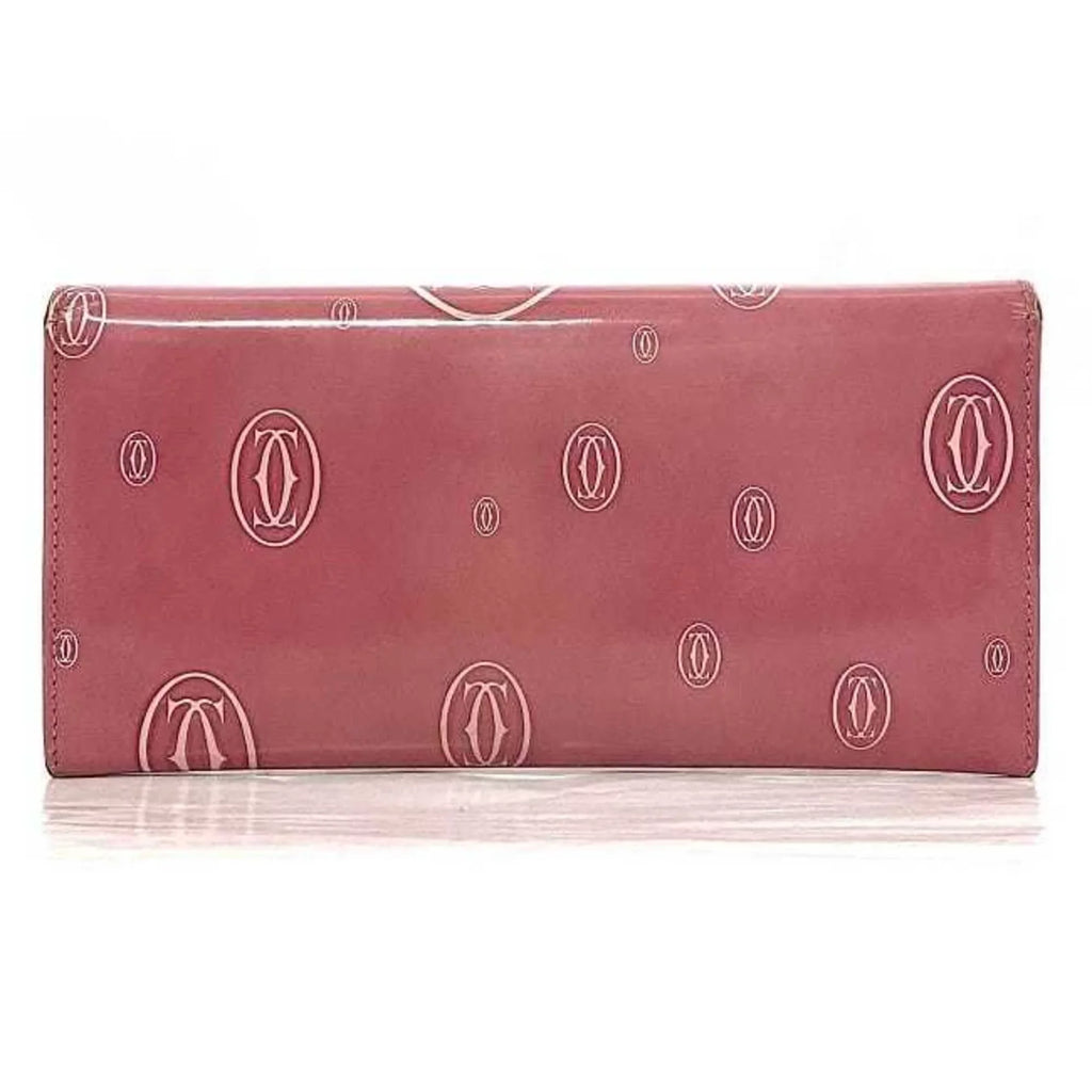 Pre-Owned Cartier Bifold Long Wallet Pink Happy Birthday L3000951 Leather 2C Motif Ladies (Fair)