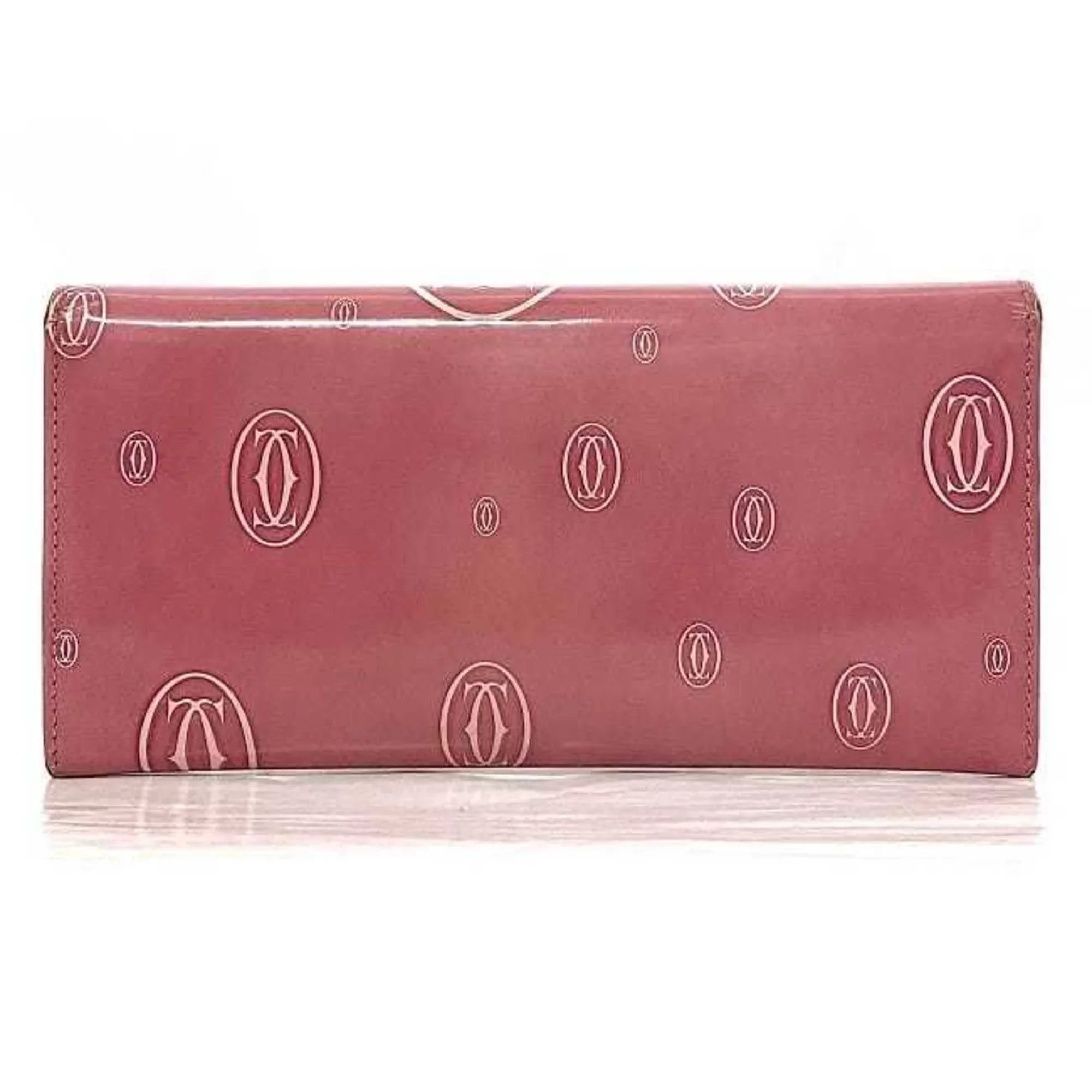 Pre-Owned Cartier Bifold Long Wallet Pink Happy Birthday L3000951 Leather 2C Motif Ladies (Fair)