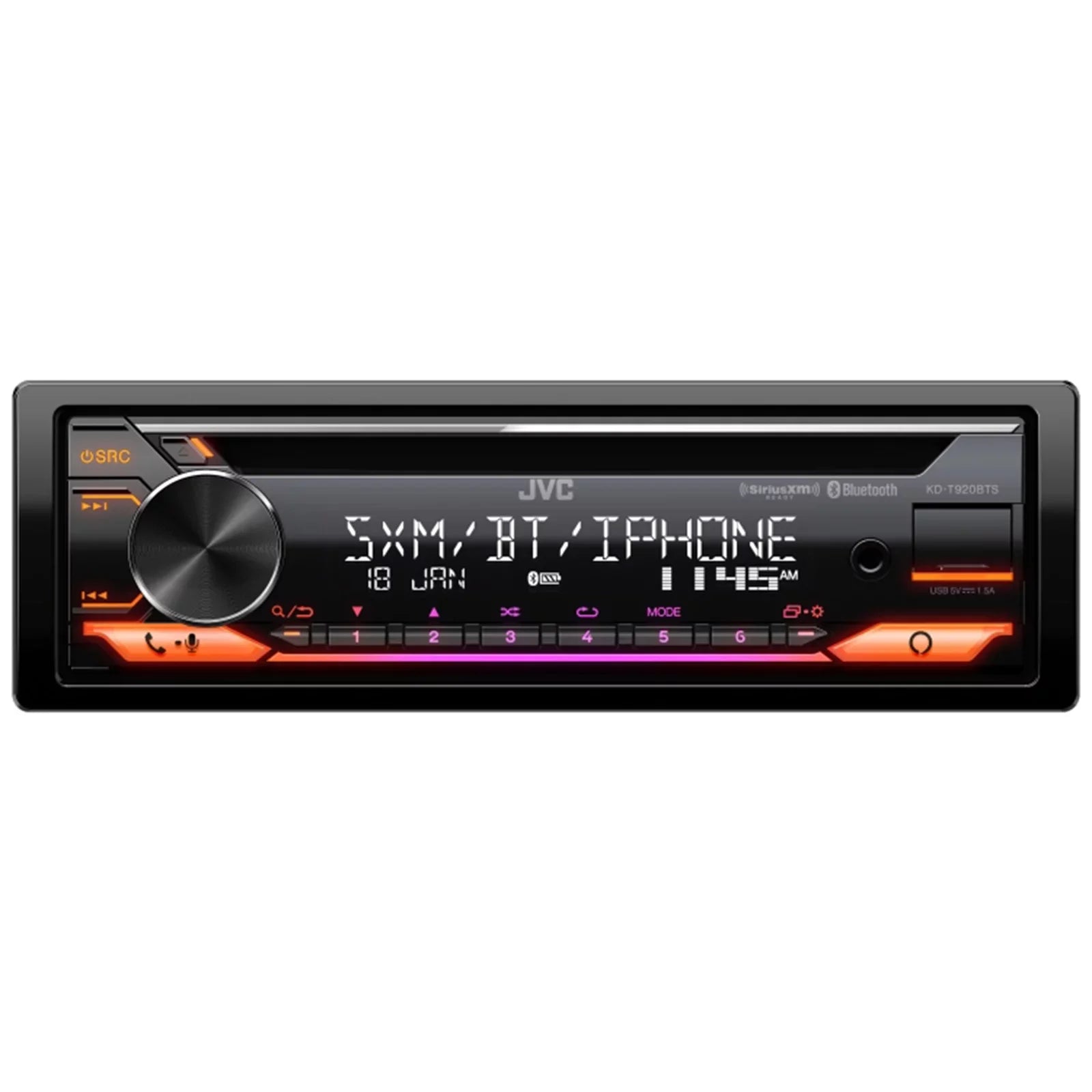 JVC KD-T920BTSize Sizeingle DIN AM/FM Radio Sizetereo USizeB AUX CD Player Bluetooth Car Audio Receiver with Amazon Alexa Built-In Bundle with Harley 98-2013 Radio Install Kit, Weathershield Radio Cover