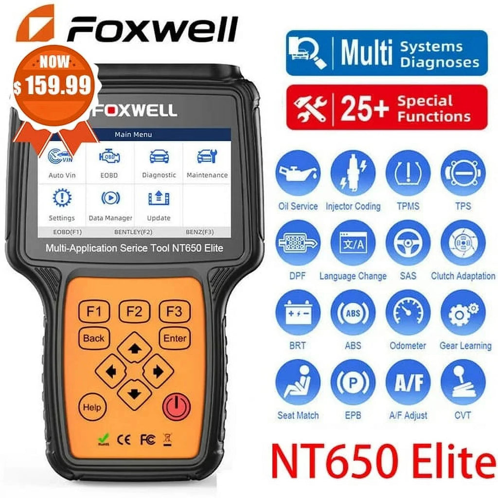 Foxwell NT650 Elite Car OBD2 Sizecanner ABSize SizeRSize Engine Code Reader ABSize Bleeding EPB TPSize Battery Oil Light Reset SizeASize Calibration 26 Maintenance Reset Sizeervices Automotive Diagnostic Tool