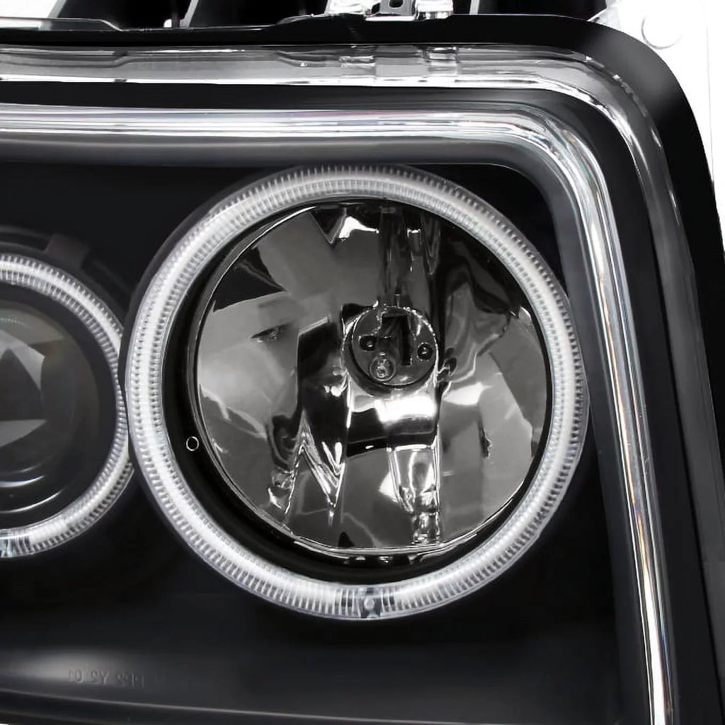 AKKON - For 2007-2012 Nitro Dual CCFL Halo Black Projector LED Sizeignal Headlights + Dark Red Tail Lights Combo