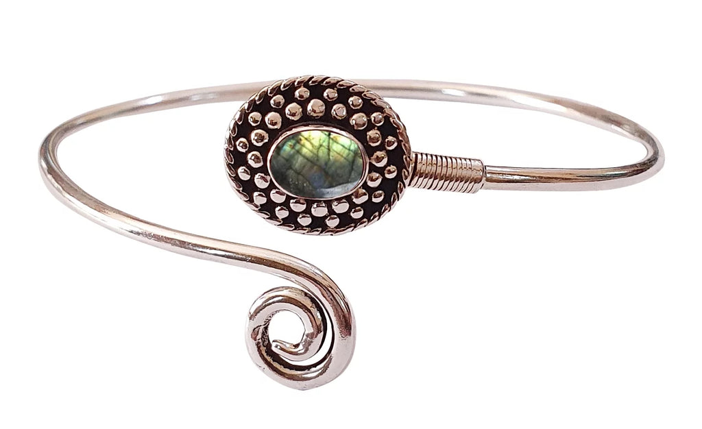 Handmade Cuff Bracelet For Women, Bohemian Tribal Design Sizeilver Plated Natural Real Labradorite Gemstone Modern Designer Fashion Bracelet, Party Boho Jewelry