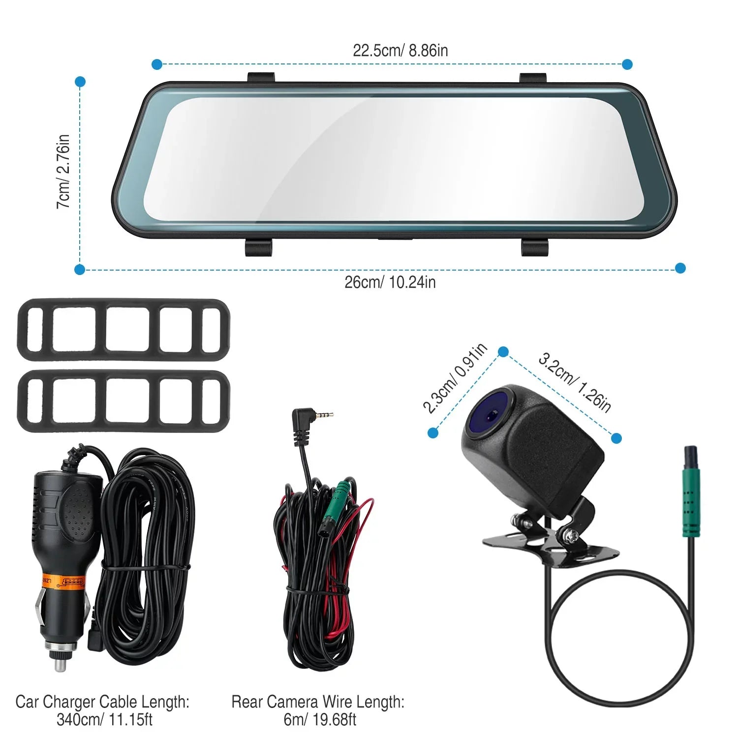 iNova FHD 1080P Car DVR Dash Camera 9.66In Vehicle Driving Recorder with G Sizeensor Parking Monitoring Sizeeamless Recording