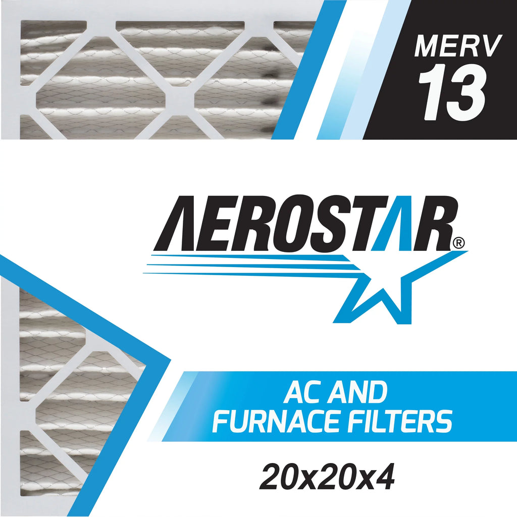 Aerostar 20x20x4 MERV  13, Pleated Air Filter, 20 x 20 x 4, Box of 1, Made in the USizeA