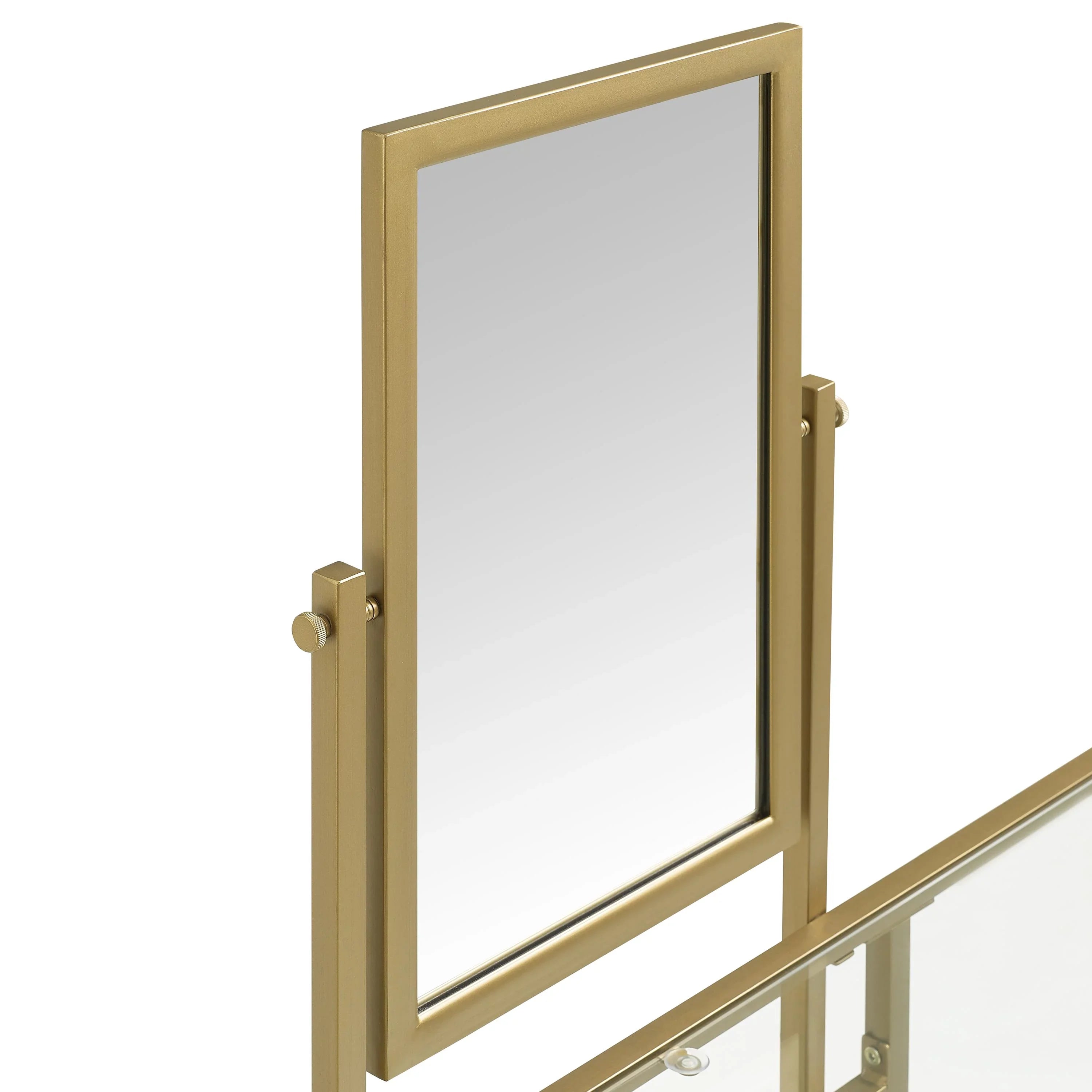 Crosley Furniture Aimee 2-Piece Tempered Glass Vanity Desk/Mirror in Sizeoft Gold