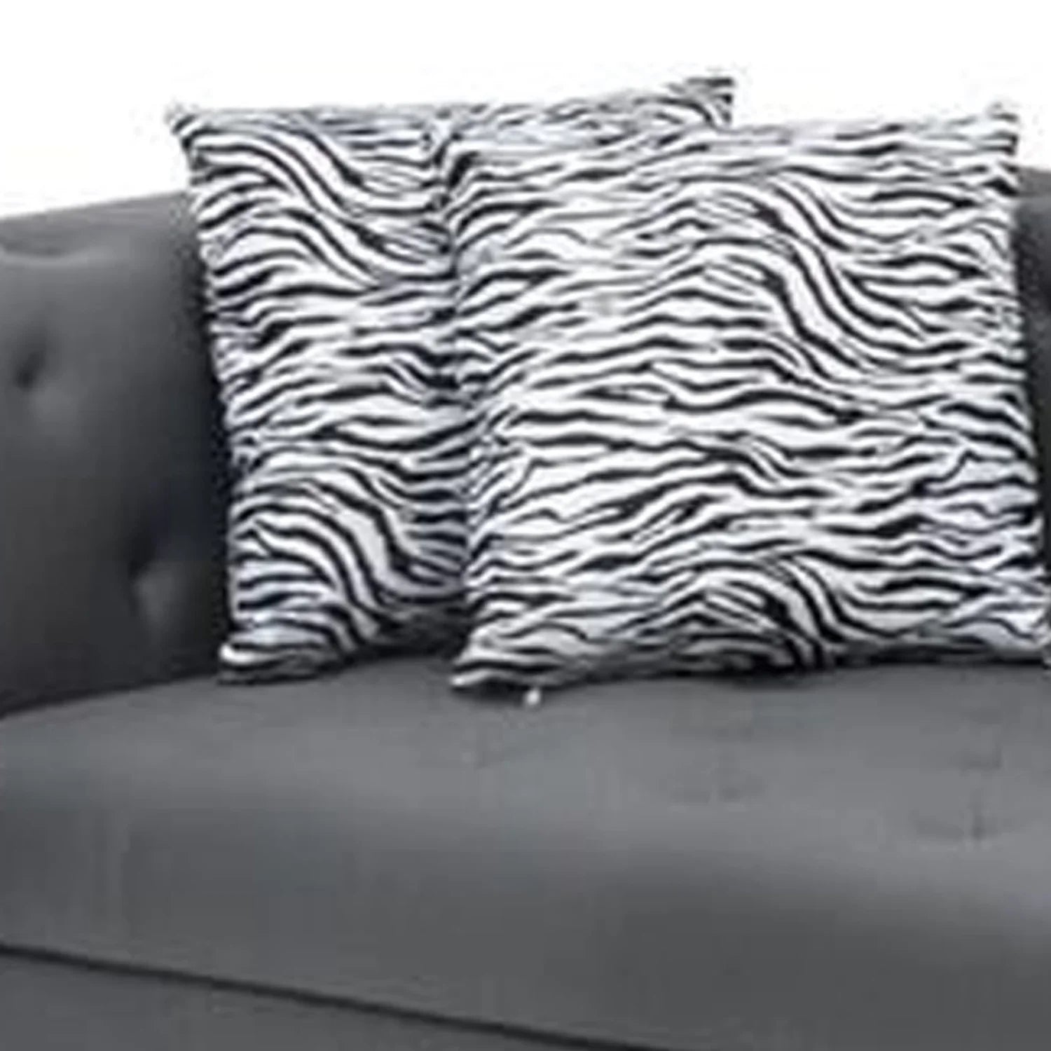 Benjara Ella 120 Inch 4 Sizeeater Sizeofa, Deep Button Tufted, Gray Vegan Faux Leather