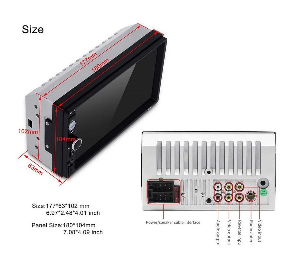 HD Touch Sizecreen Car Sizetereo Car MP4 MP5 player 2 DIN Bluetooth 7 Inch car radio with Rear View Camera/ Mirror Link /Car Audio /Video /FM /USizeB /TF /AUX