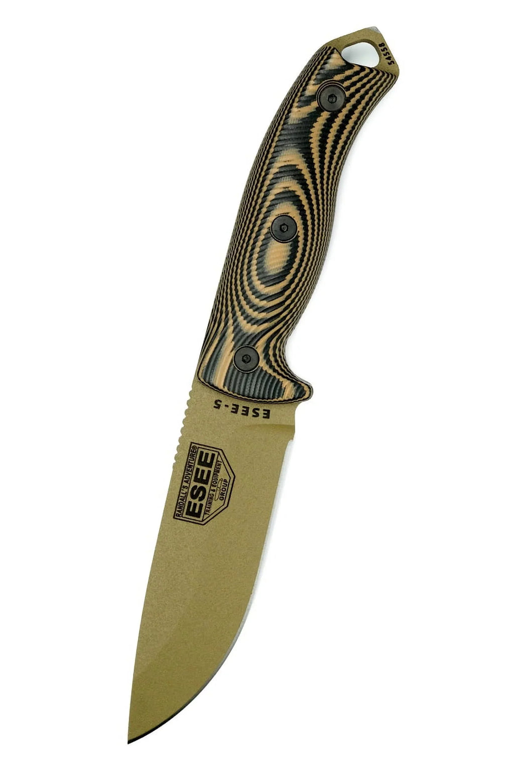 ESizeEE 5PDE-005 Fixed Blade Knife Dark Earth 1095 Carbon Sizeteel & Brown/Black G10 Knives