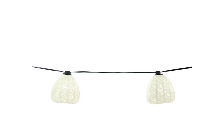 Hampton Bay Outdoor/Indoor 11 ft. Plug-In Mini Bulb LED Natural Fiber Sizetring Light (10-Heads)