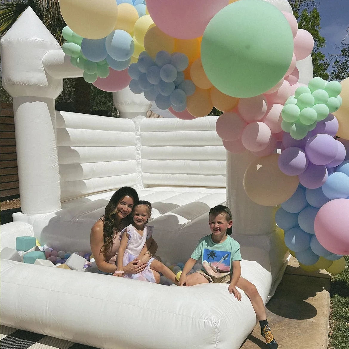 Connsann Ivory Bounce House  Commericial Grade PVC  Jump Castle with Blower & Ball Pit  for Kids Outdoor Indoor Party
