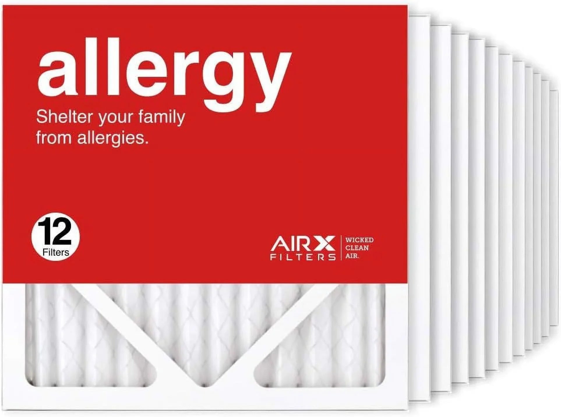 12X12x1 Air Filter MERV 11 Pleated HVAC AC Furnace Air Filter, Allergy 12-Pack, Made In The