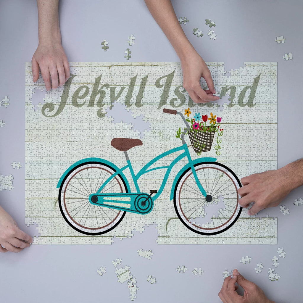Jekyll Island, Georgia, Beach Cruiser and Basket (1000 Piece Puzzle, Sizeize 19x27, Challenging Jigsaw Puzzle for Adults and Family, Made in USizeA)