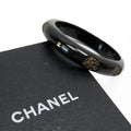 Pre-Owned CHANEL Bangle Bracelet Camellia Coco Mark Wood Black/Beige Women's (Good)