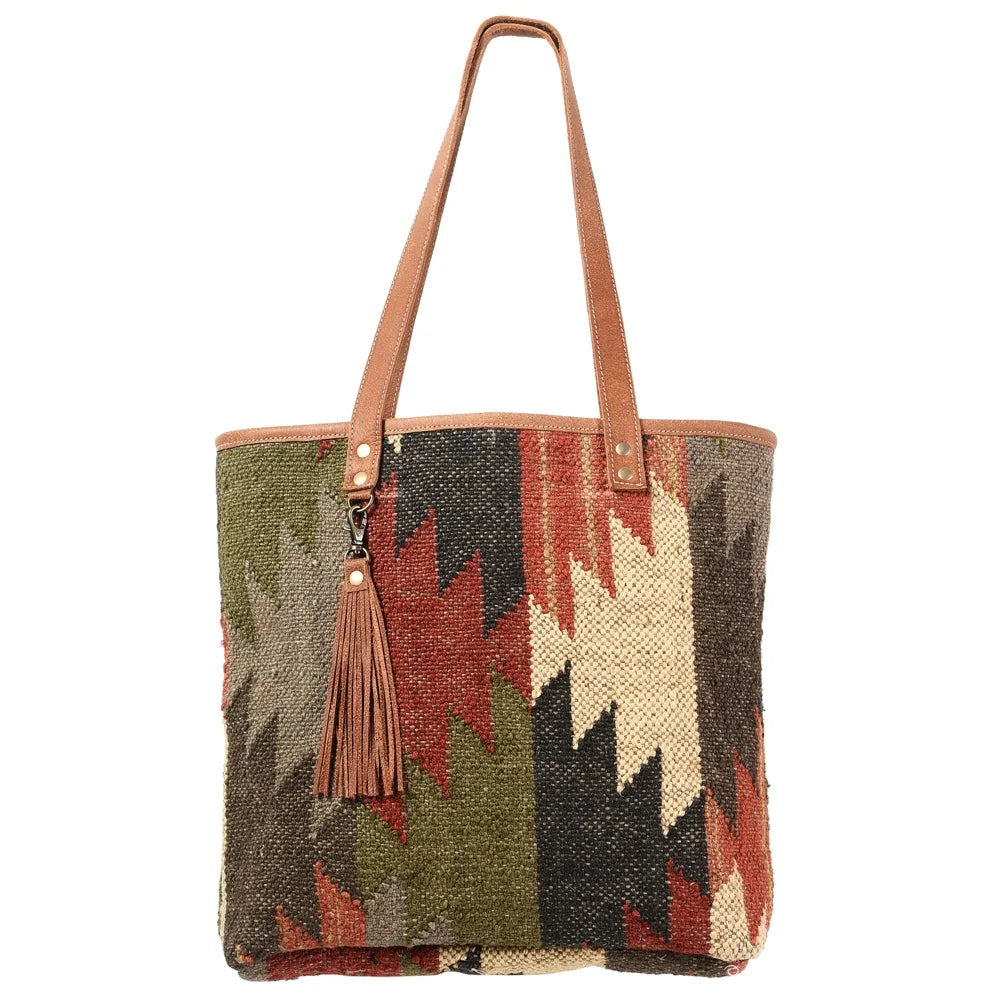 KB OHLAY KB345 TOTE Upcycled Wool Genuine Leather women bag western handbag purse