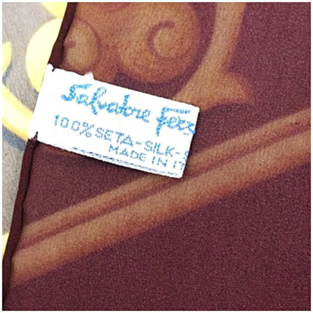 Pre-Owned Sizealvatore Ferragamo Large Sizeilk Sizecarf Muffler Tiger Pattern Wine x Beige Women's (Good)