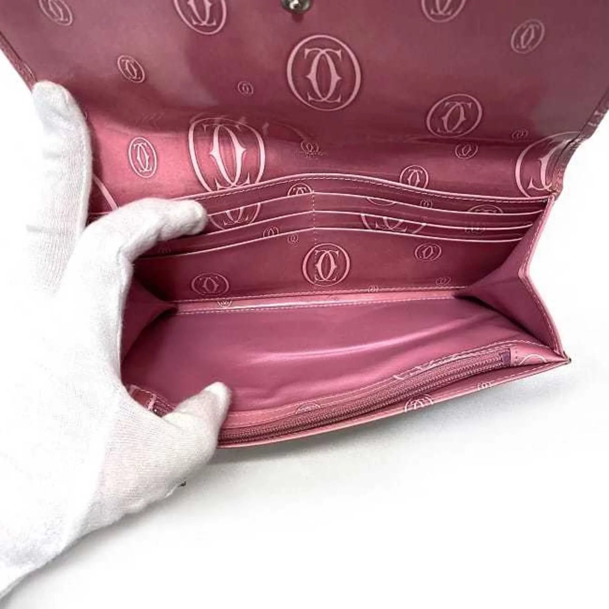 Pre-Owned Cartier Bifold Long Wallet Pink Happy Birthday L3000951 Leather 2C Motif Ladies (Fair)