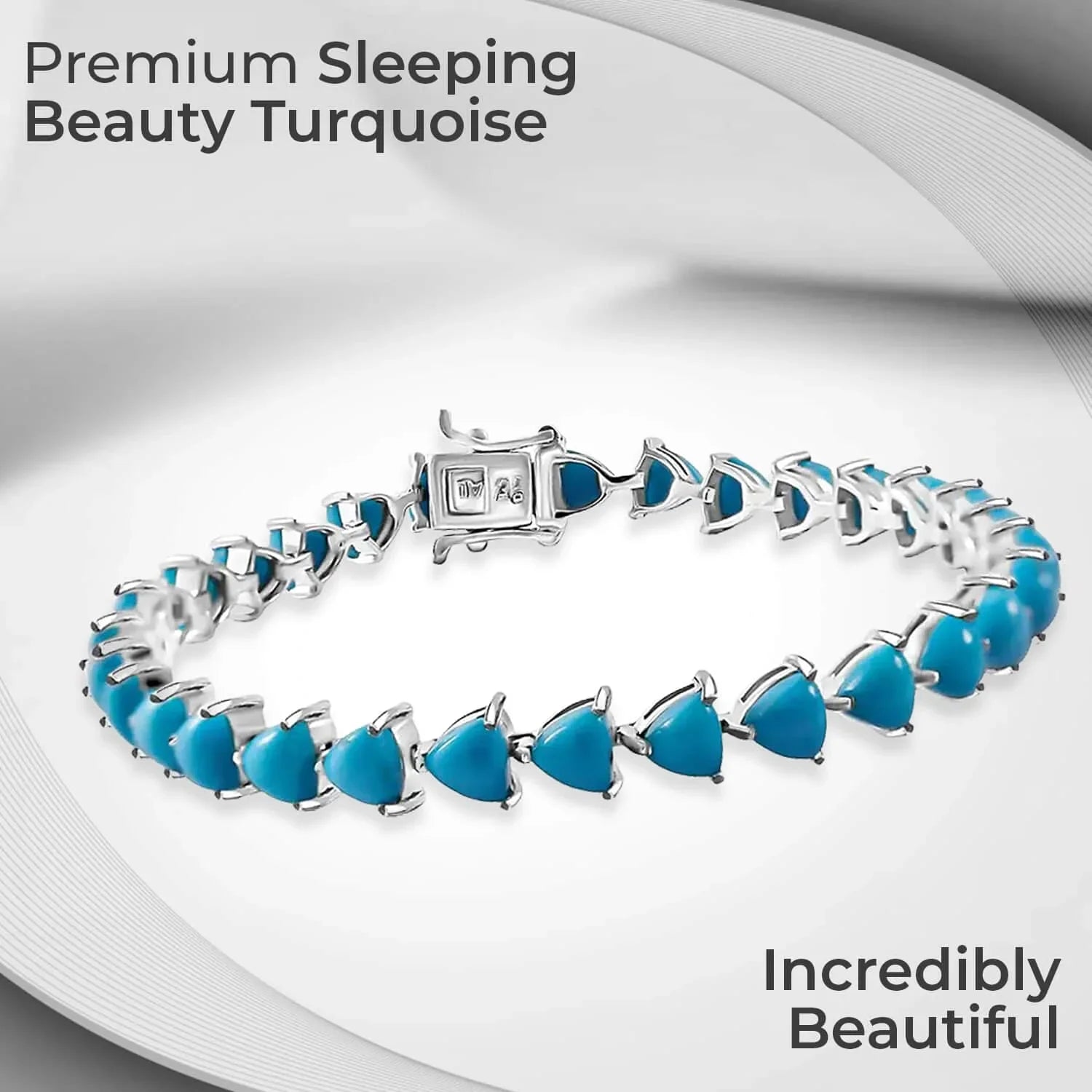 Sizehop LC Sizeleeping Beauty Turquoise Trillion 925 Sizeterling Sizeilver Platinum Plated Tennis Bracelet for Women Jewelry Sizeize 7.25" Ct 10.99 Birthday Mothers Day Gifts for Mom