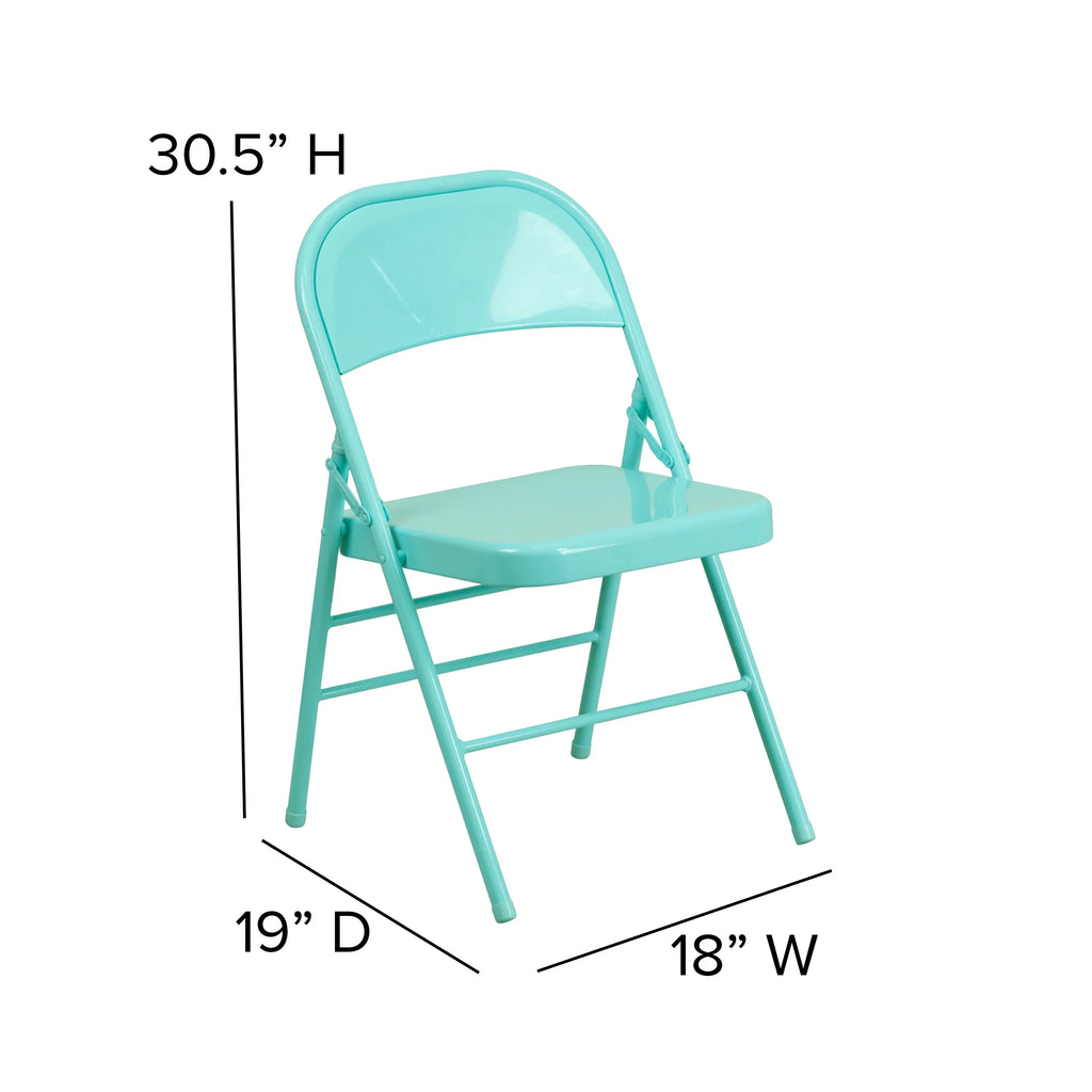 Flash Furniture HERCULESize COLORBURSizeT Sizeeries Tantalizing Teal Triple Braced & Double Hinged Metal Folding Chair