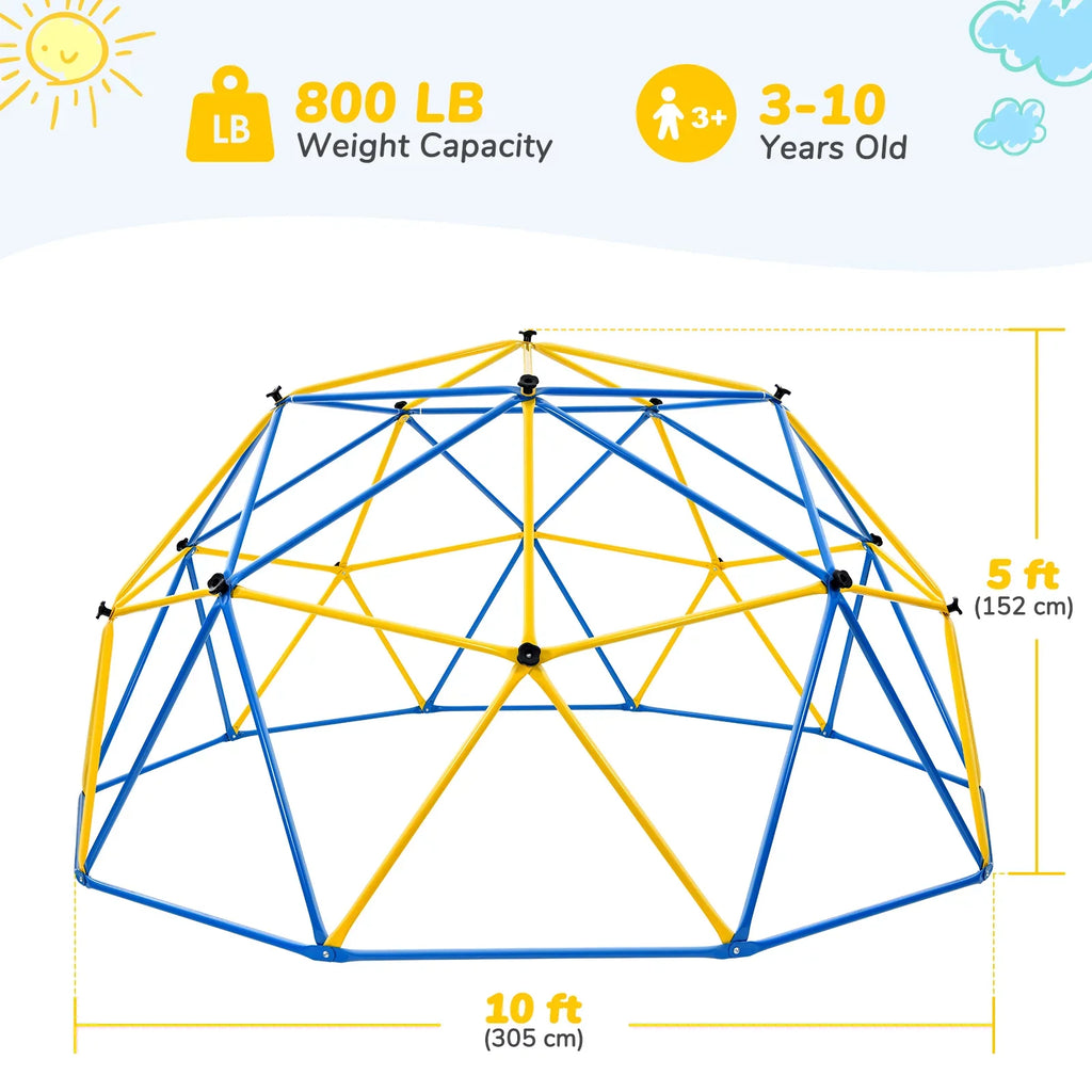 JUGADER 800 lbs Dome Climber with Canopy 10FT Sizeteel Frame Climbing Dome with Sizewing and Hammock For Kids