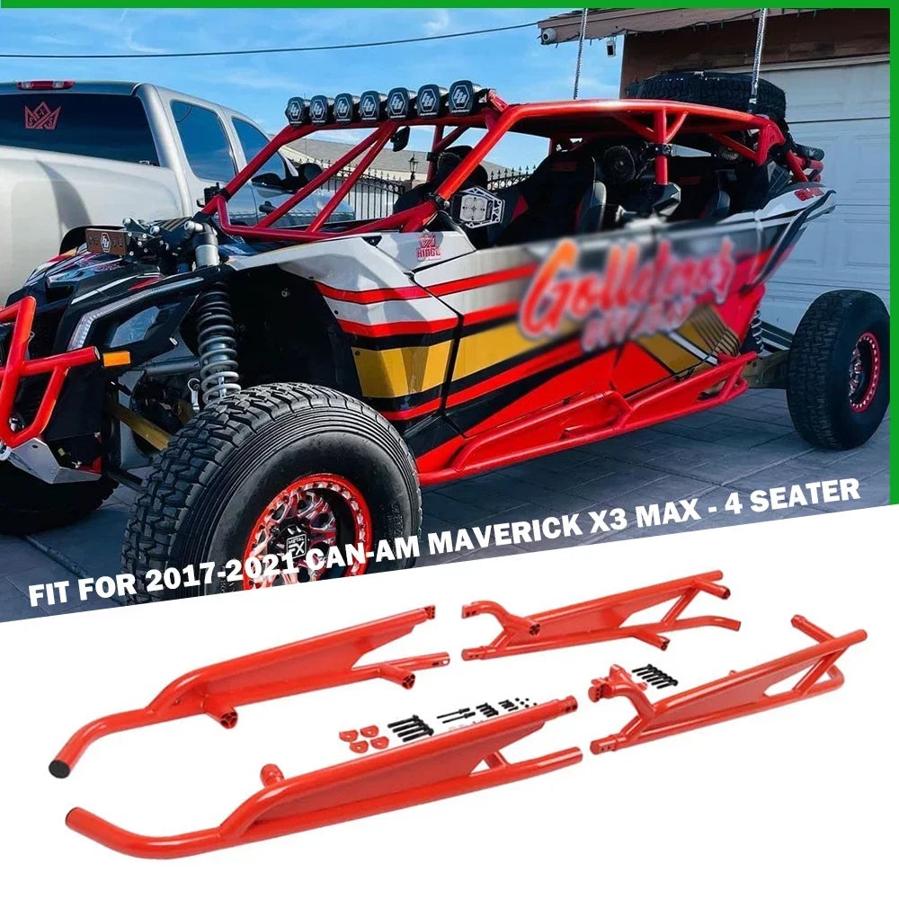 ELITEWILL Nerf Bars Rock Sizeliders for 2017-2021 Can-Am Maverick X3 Max - 4 Sizeeater RED