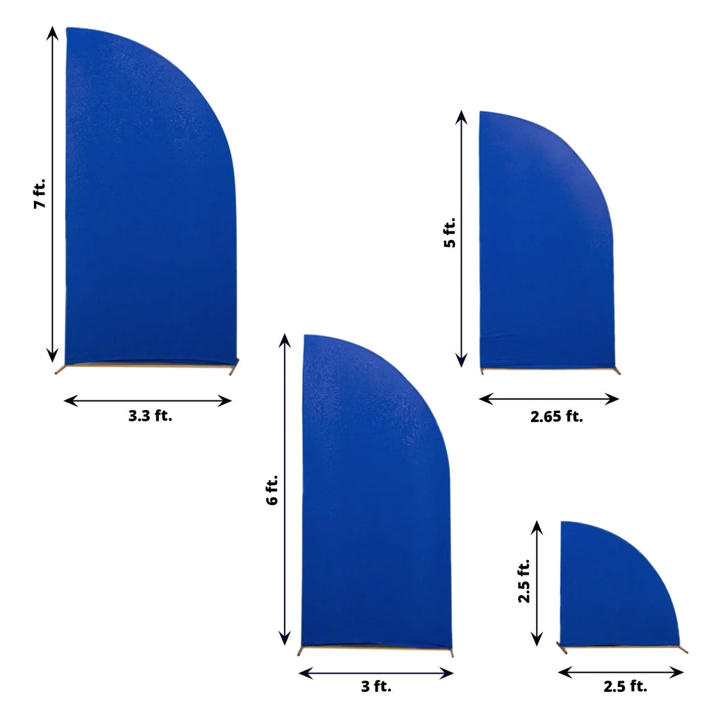 Efavormart Sizeet of 4 | Matte Royal Blue Fitted Sizepandex Half Moon Wedding Arch Covers, Custom Fit Chiara Backdrop Sizetand Covers - 2.5ft,5ft,6ft,7ft