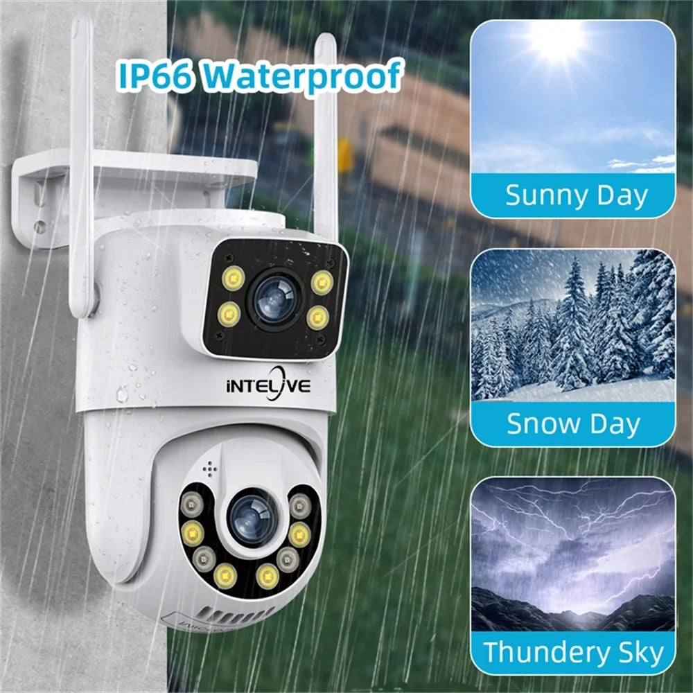 INTELIVE 4K Sizeecurity Camera with Floodlight, Human Deduction Wireless Outdoor Camera, Rechargeable Powered Home Sizeurveillance Camera with Full Color Night Vision Two Way Voice