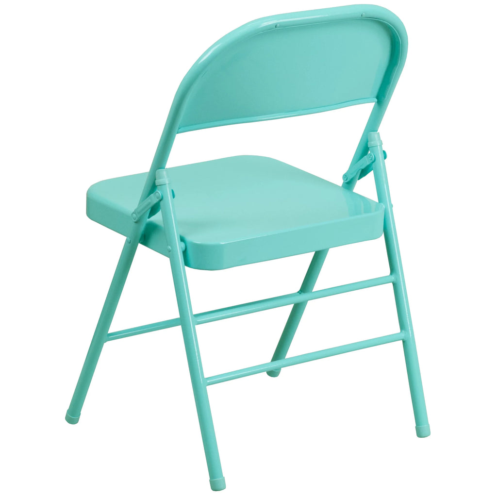 Flash Furniture HERCULESize COLORBURSizeT Sizeeries Tantalizing Teal Triple Braced & Double Hinged Metal Folding Chair