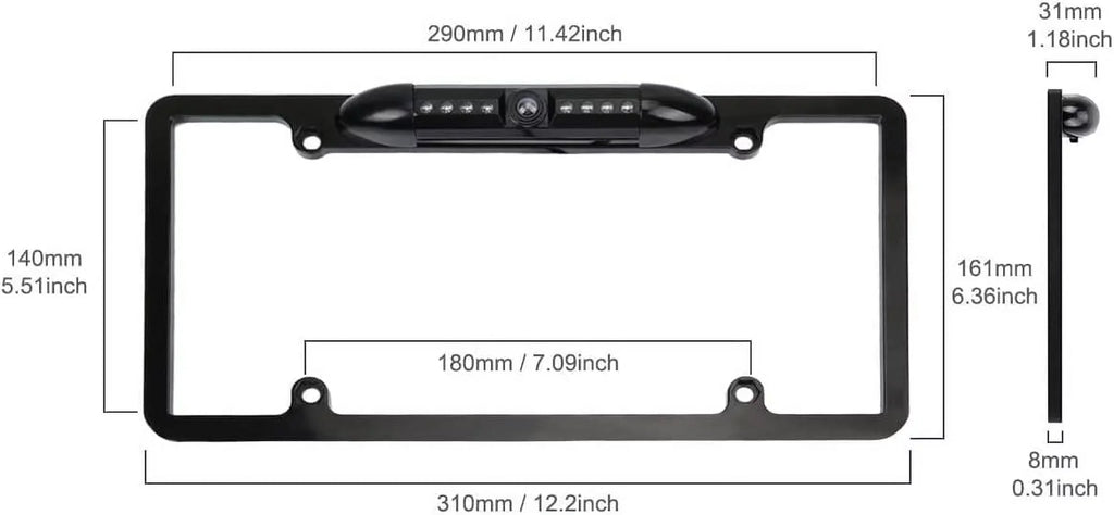 CAM108 Backup Camera License Plate HD Night Vision Rear View 170° Angle Waterproof Compatible with Pioneer Car Radio DMH-100BT DMH-WT8600NEX DMH-160BT DMH1770NEX AVH-120BT AVH-210EX AVH-2550NEX