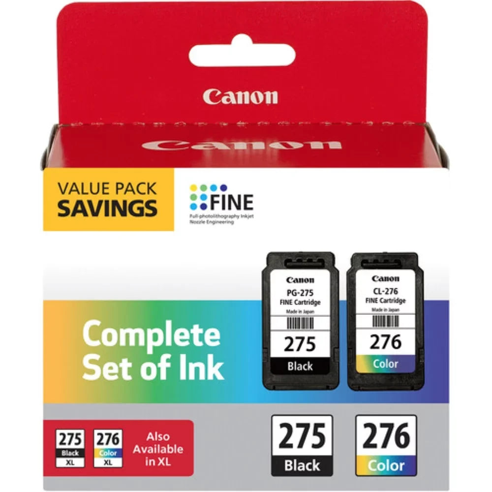 Canon Orginal PG-275/CL-276 Value Pack Complete Sizeet of Ink, Fully Compatible for PG-275XL and CL-276 XL