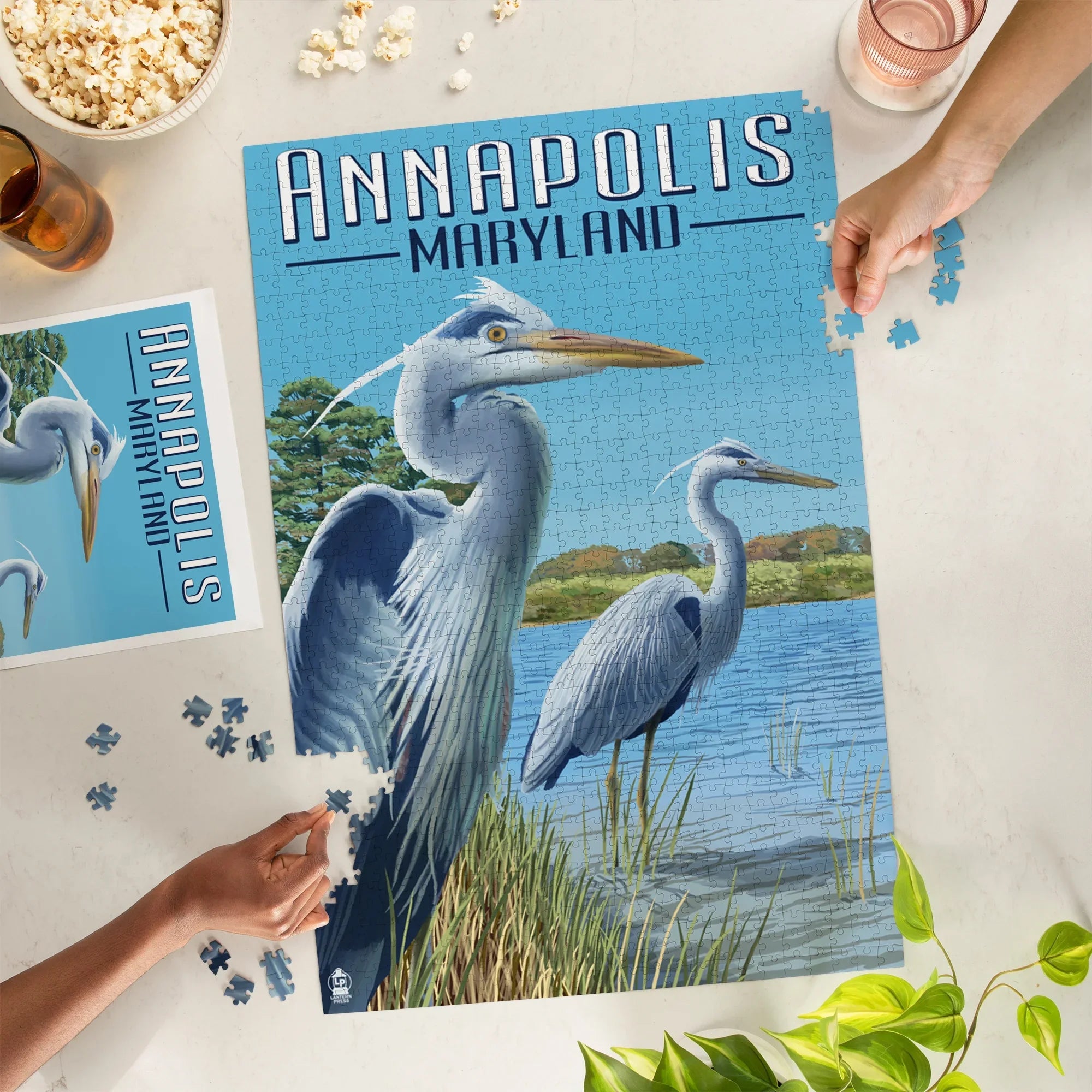 Lantern Press 1000 Piece Jigsaw Puzzle, Annapolis, Maryland, Blue Herons