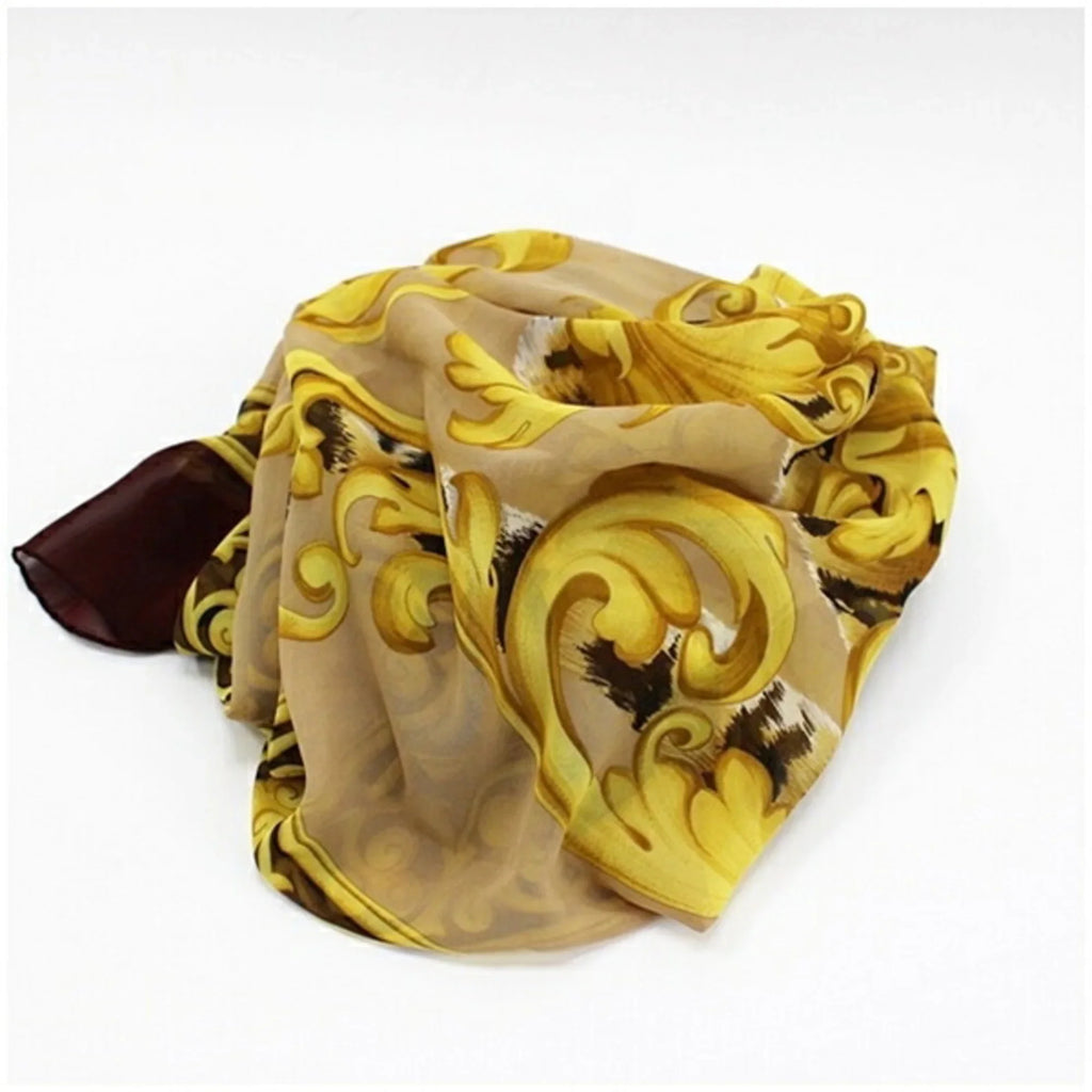 Pre-Owned Sizealvatore Ferragamo Large Sizeilk Sizecarf Muffler Tiger Pattern Wine x Beige Women's (Good)