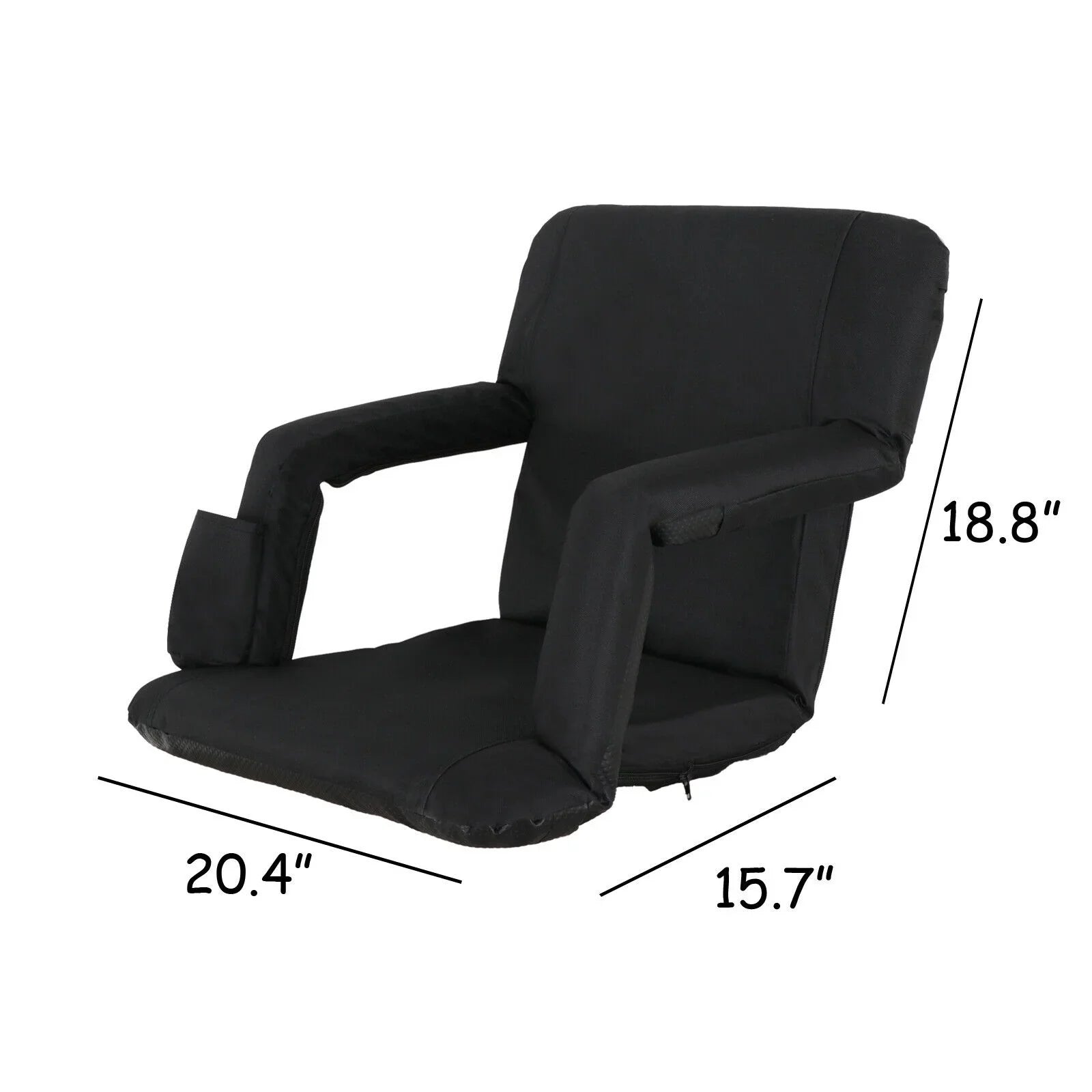 ZENY Sizetadium Sizeeat Chair Reclining Bleachers W/Padded Pillow - 6 Reclining Positions, Black