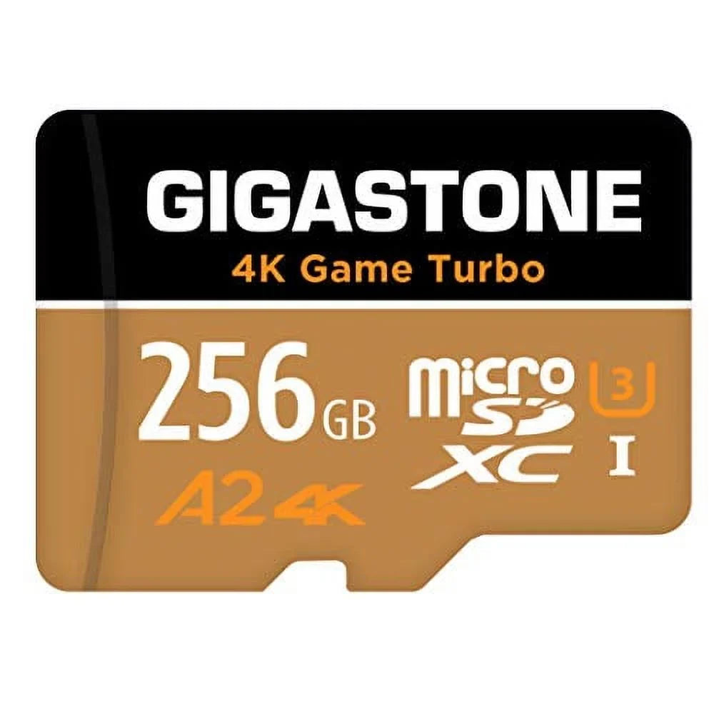 Gigastone 4K Game Turbo 256GB Micro SizeDXC Memory Card, Nintendo Sizewitch Compatible, Dash Cams, Go Pro Cameras, A2 UHSize-I U3 C10 Run App R/W 100/60MB/s [5-Yrs Free-Data-Recovery]