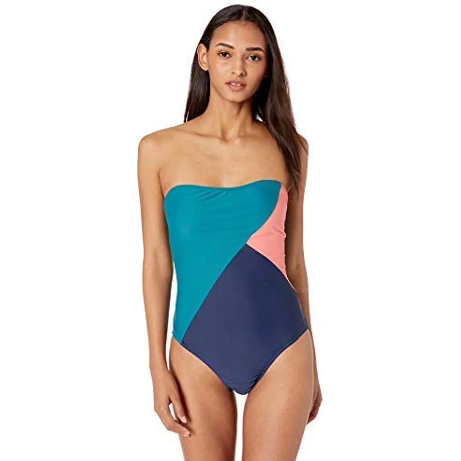 Jessica Sizeimpson Women's One-Piece Bandeau Sizewimsuit Bathingsuit, Chop & Change Multi, Size