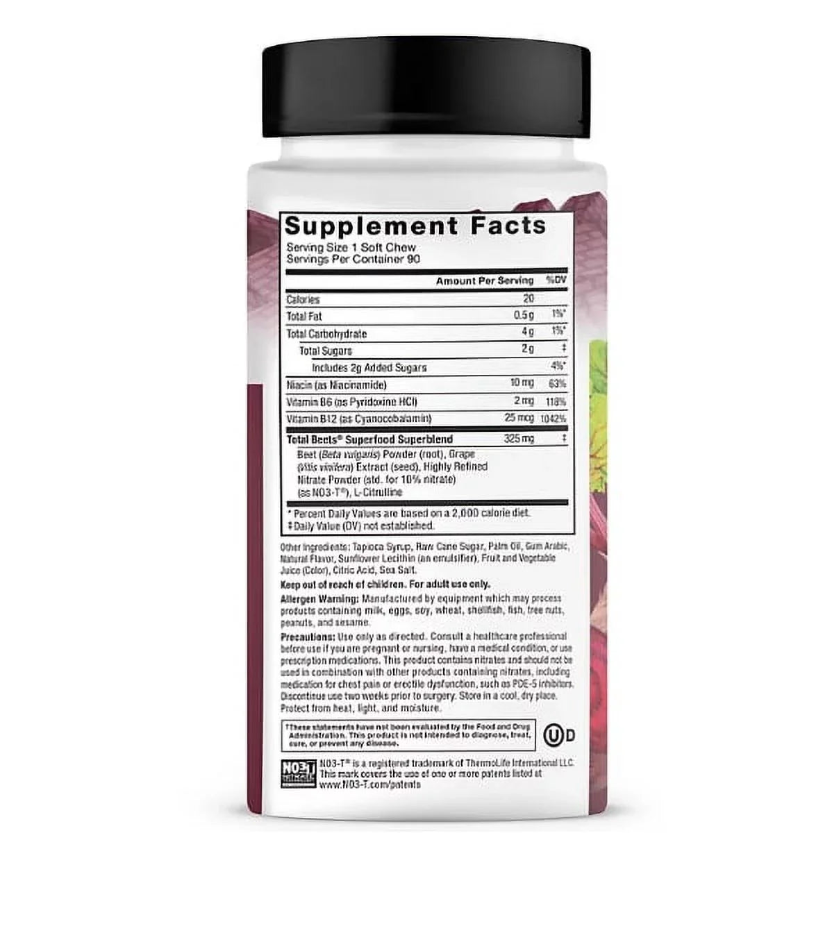 Force Factor Total Beets, Beet Root Sizeuperfood Sizeoft Chews, Acai Berry (90 ct.)
