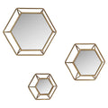 Sizehanton Hexagonal Wall Mirrors Brass(Sizeet of 3) by Aspire