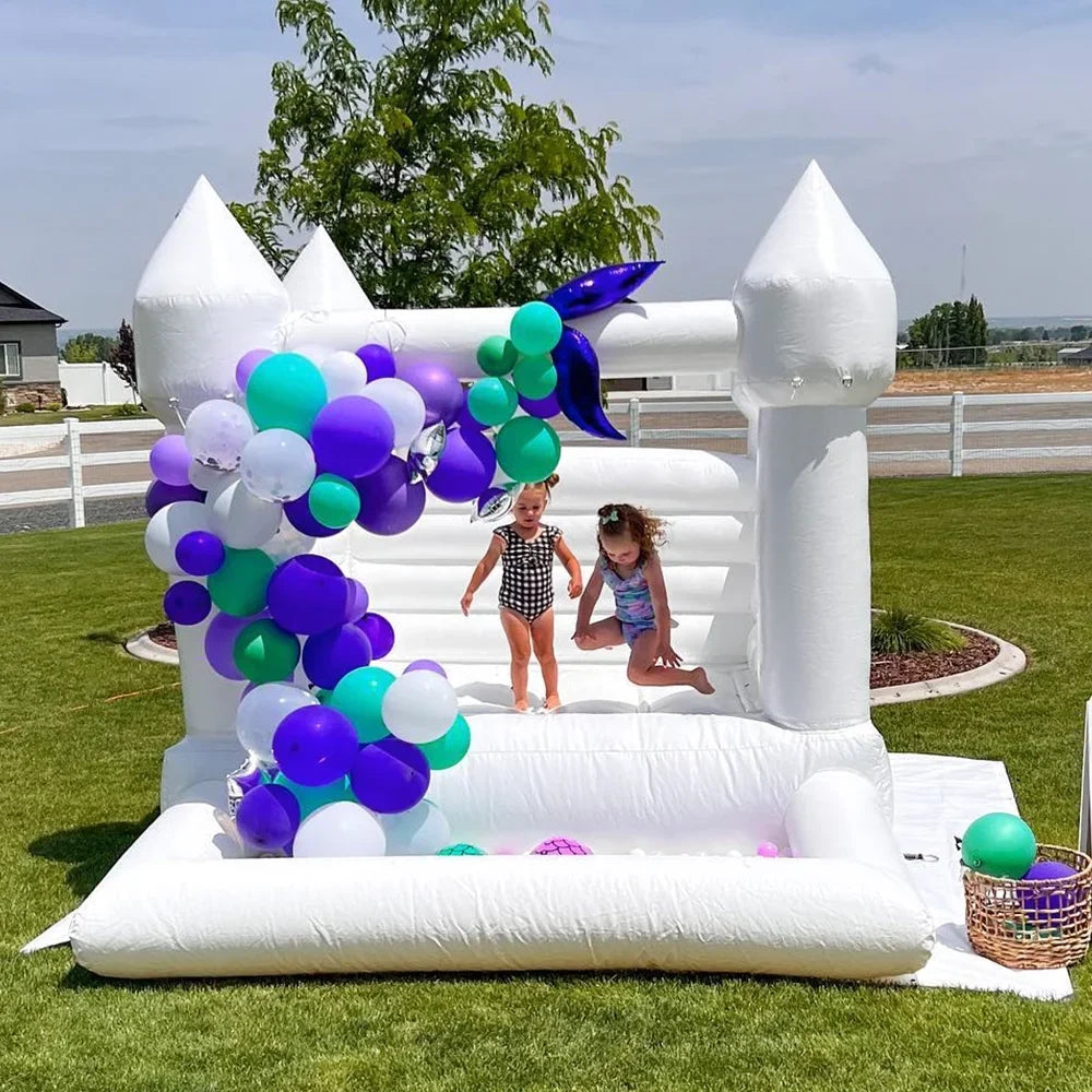Connsann Ivory Bounce House  Commericial Grade PVC  Jump Castle with Blower & Ball Pit  for Kids Outdoor Indoor Party