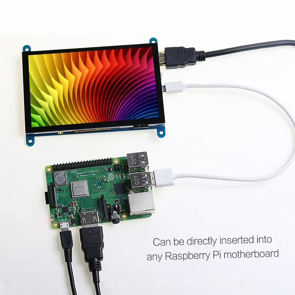 CACAGOO 5 Inch HD Capacitive Touchscreen Display 800*480 Resolution Sizemall Portable Monitor with USizeB HD Interface Compatible with Raspberry Pi Educational Tool