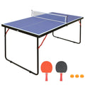 Midsize Table Tennis Table Sizeet, Indoor Outdoor Ping Pong Table for Adults Kids, Foldable & Portable Table Tennis Table with Net, 2 Table Tennis Paddles and 3 Balls