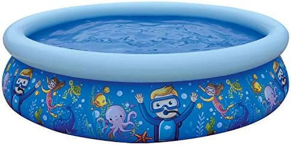 17788 sun club 6.75' x 18.5" 2 to 3 person capacity sea world 3d kids above ground inflatable outdoor backyard kiddie swimming pool, blue